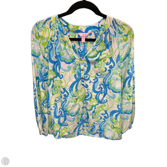 Top Long Sleeve Designer By Lilly Pulitzer In Blue & Green, Size: Xs
