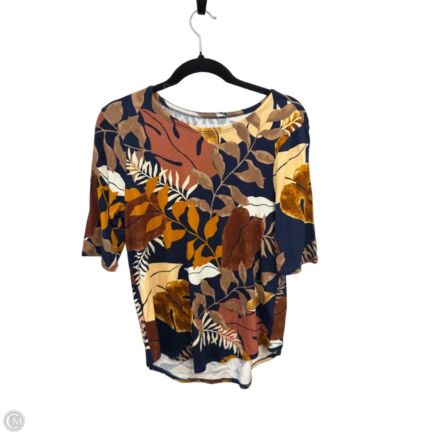 Top 3/4 Sleeve By Cupio In Blue & Brown, Size: L