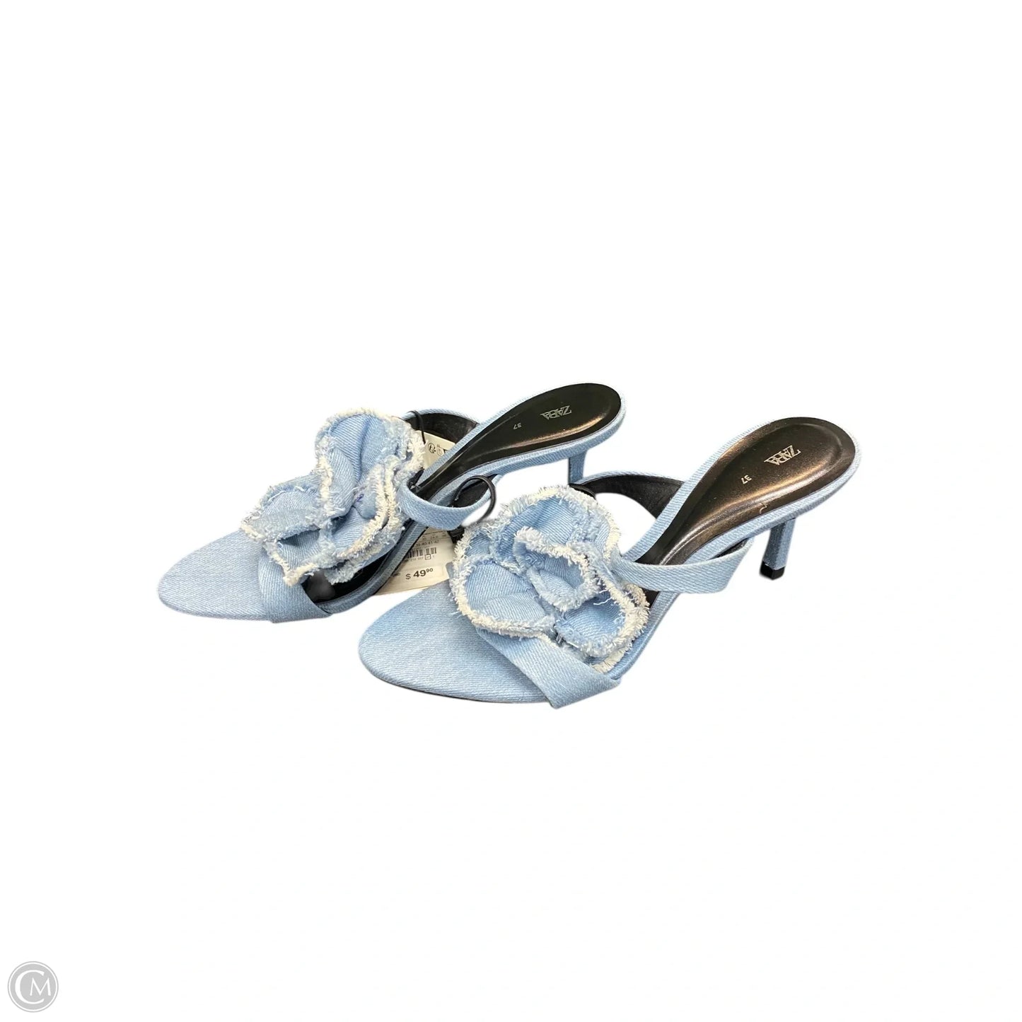 Shoes Heels Kitten By Zara In Blue Denim, Size: 6.5