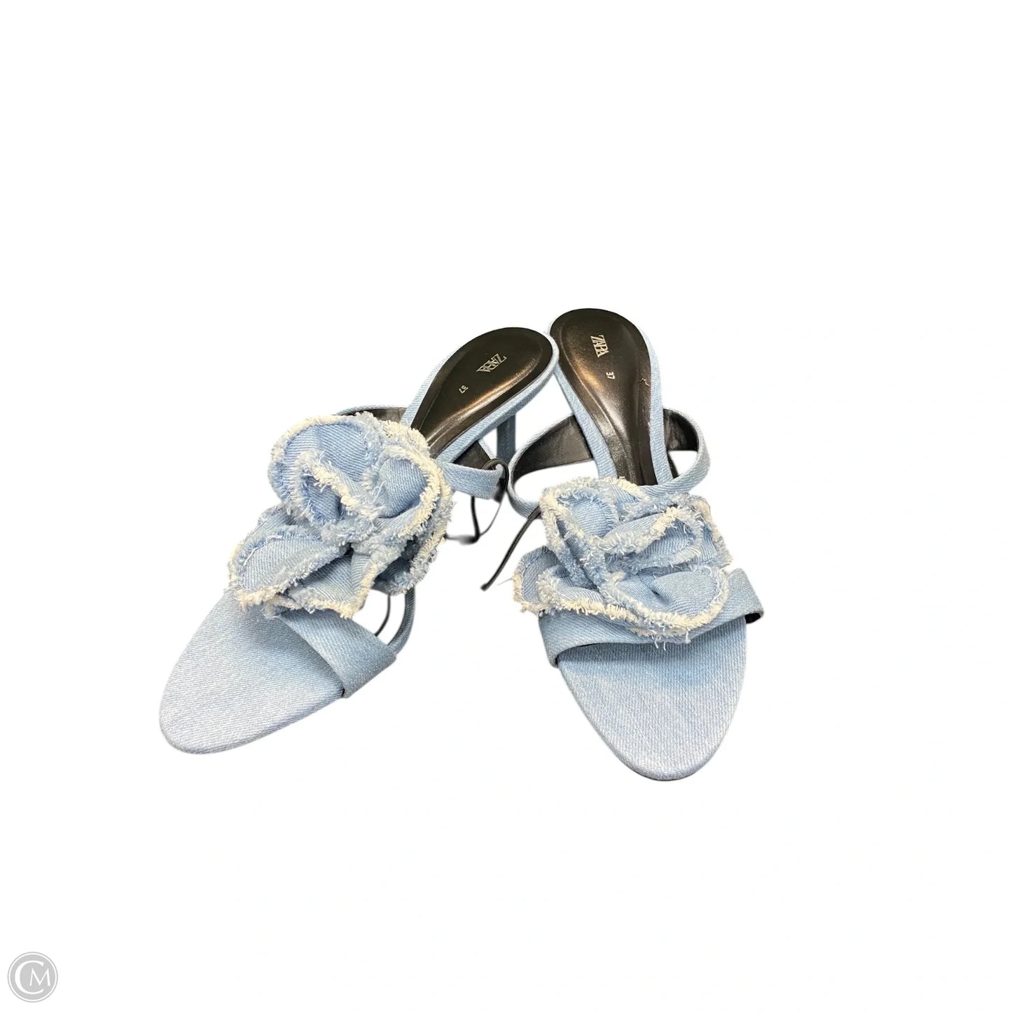 Shoes Heels Kitten By Zara In Blue Denim, Size: 6.5