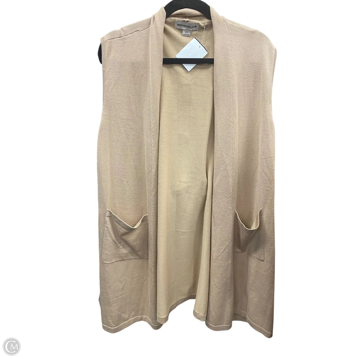 Vest Sweater By Clothes Mentor In Tan, Size: 1x