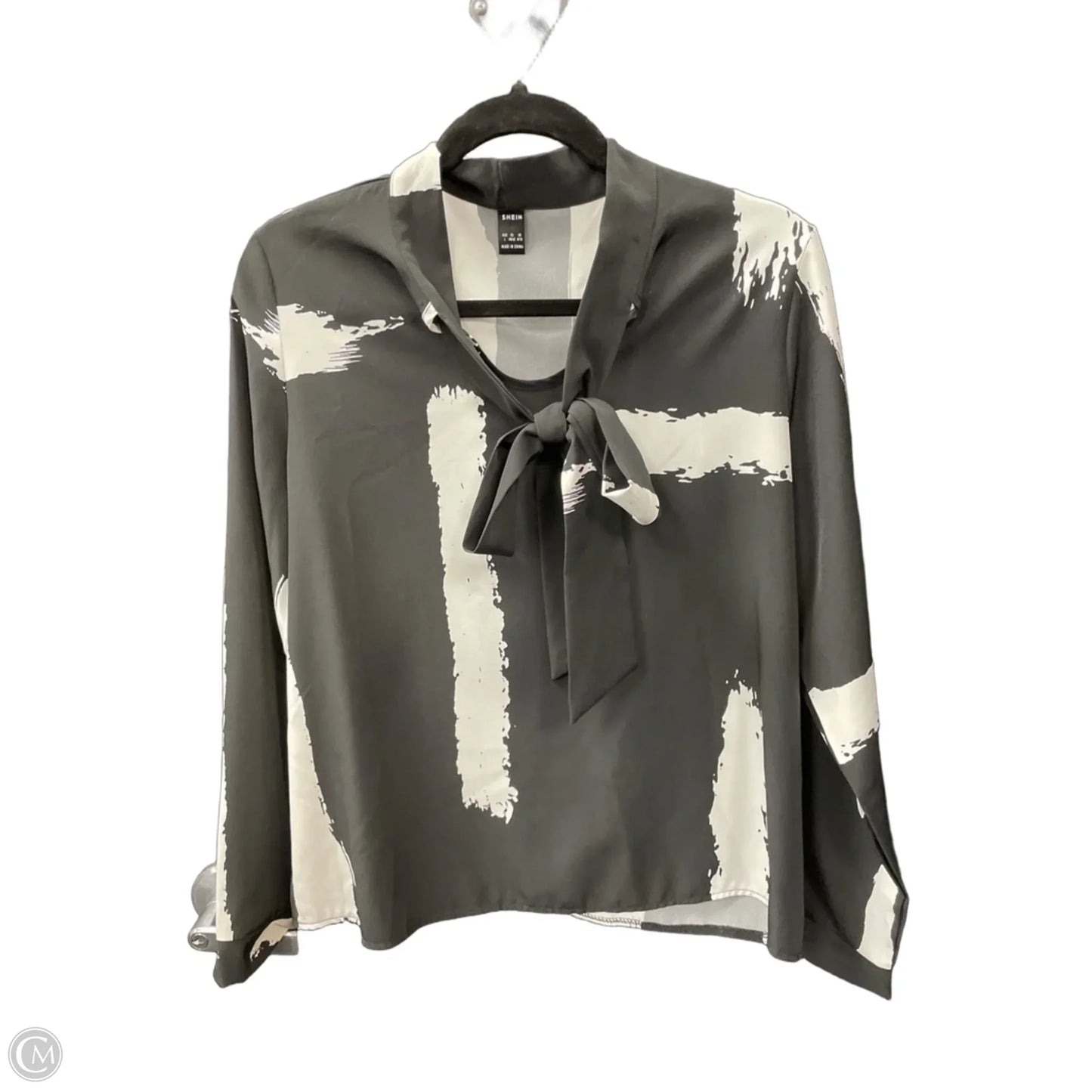 Top Long Sleeve By Shein In Black & White, Size: L