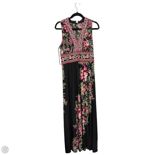 Dress Casual Maxi By London Times In Black & Pink, Size: 8