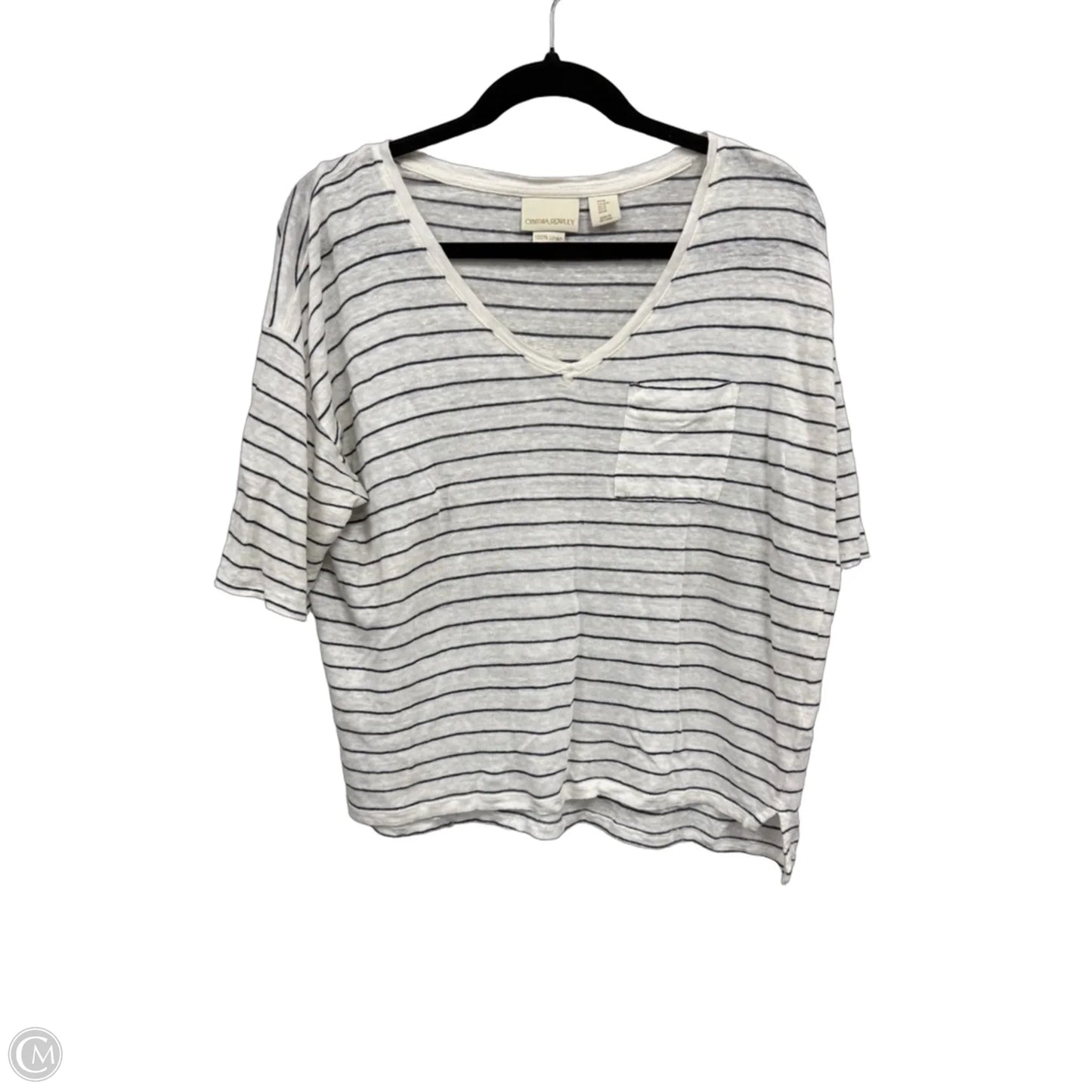Top Short Sleeve By Cynthia Rowley In Blue & White, Size: M
