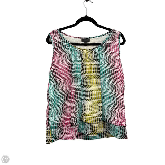 Top Sleeveless By Worthington In Green & Pink, Size: 1x