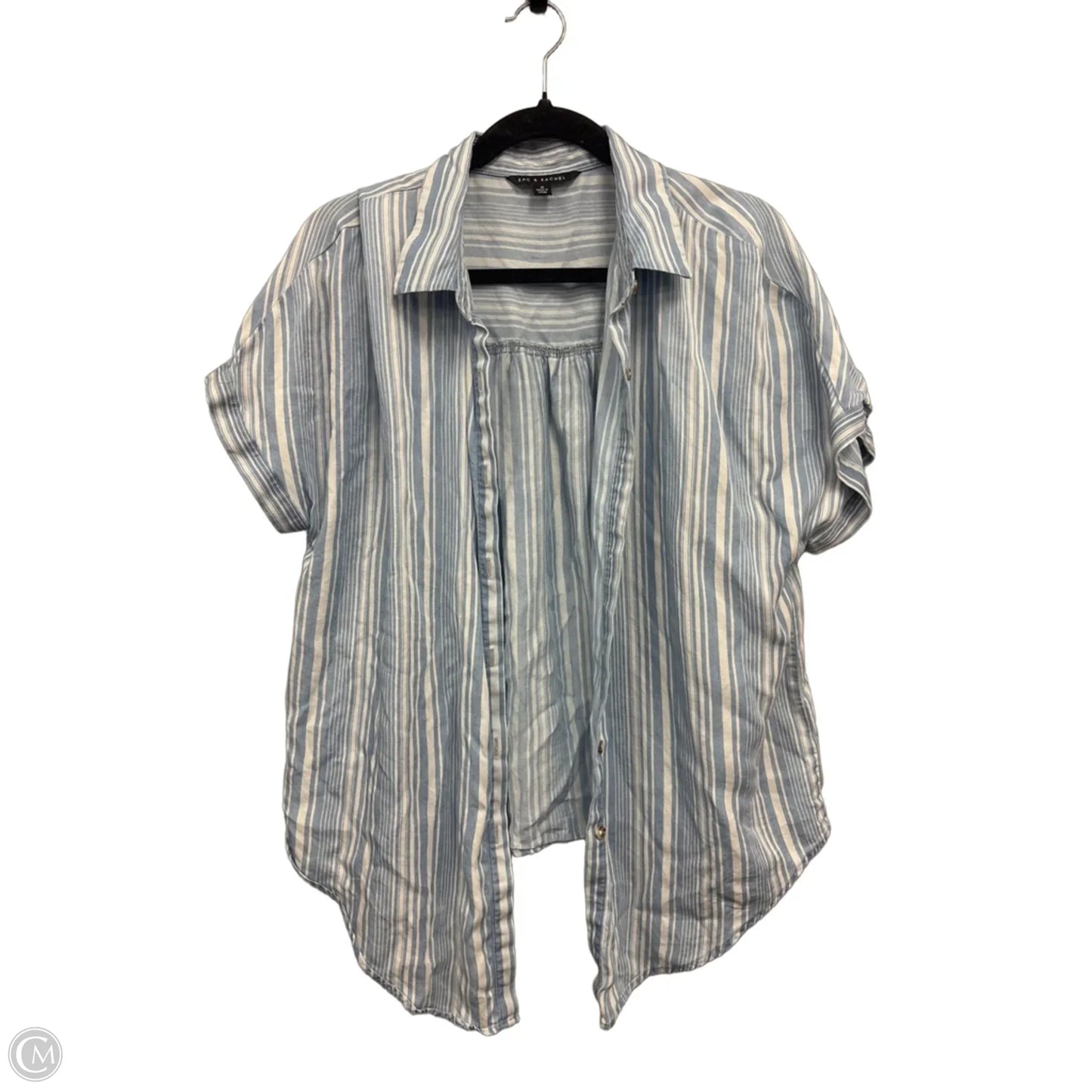 Top Short Sleeve By Zac And Rachel In Blue & White, Size: M