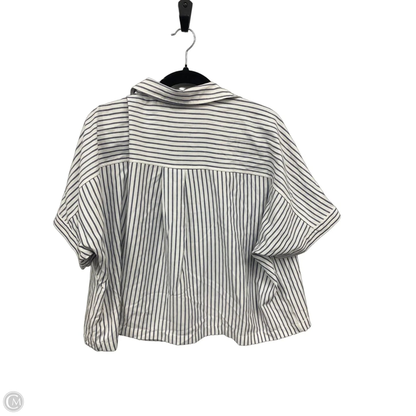 Top Short Sleeve By Max Studio In Blue & White, Size: L