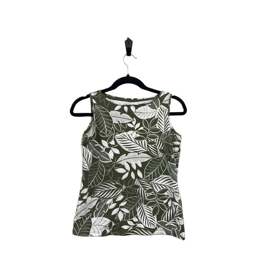 Top Sleeveless By Talbots In Green & White, Size: Sp