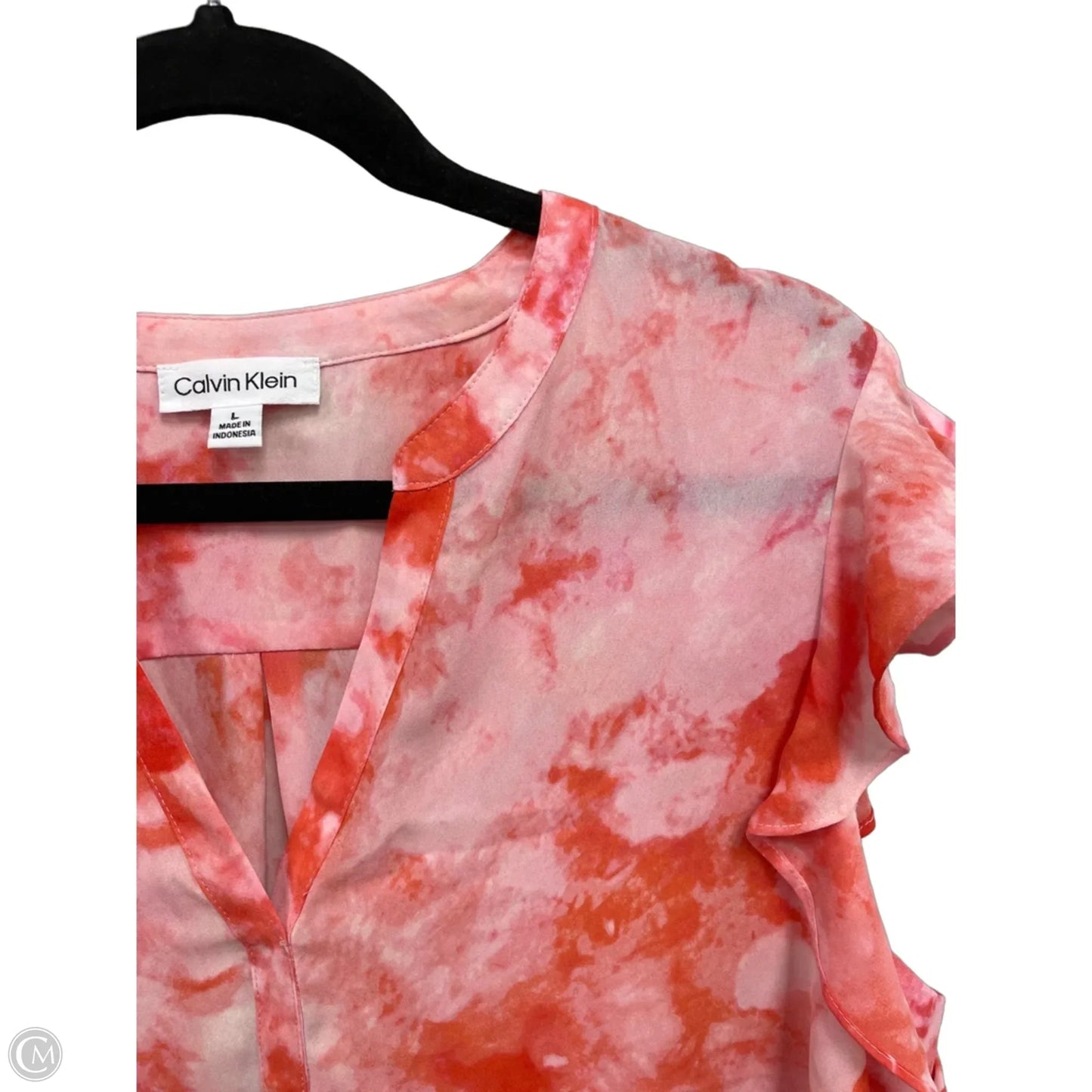 Top Short Sleeve By Calvin Klein In Pink, Size: L