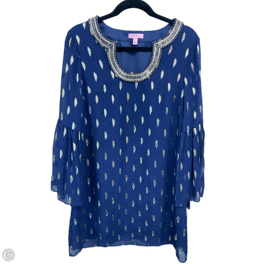 Dress Designer By Lilly Pulitzer In Blue & Gold, Size: 8