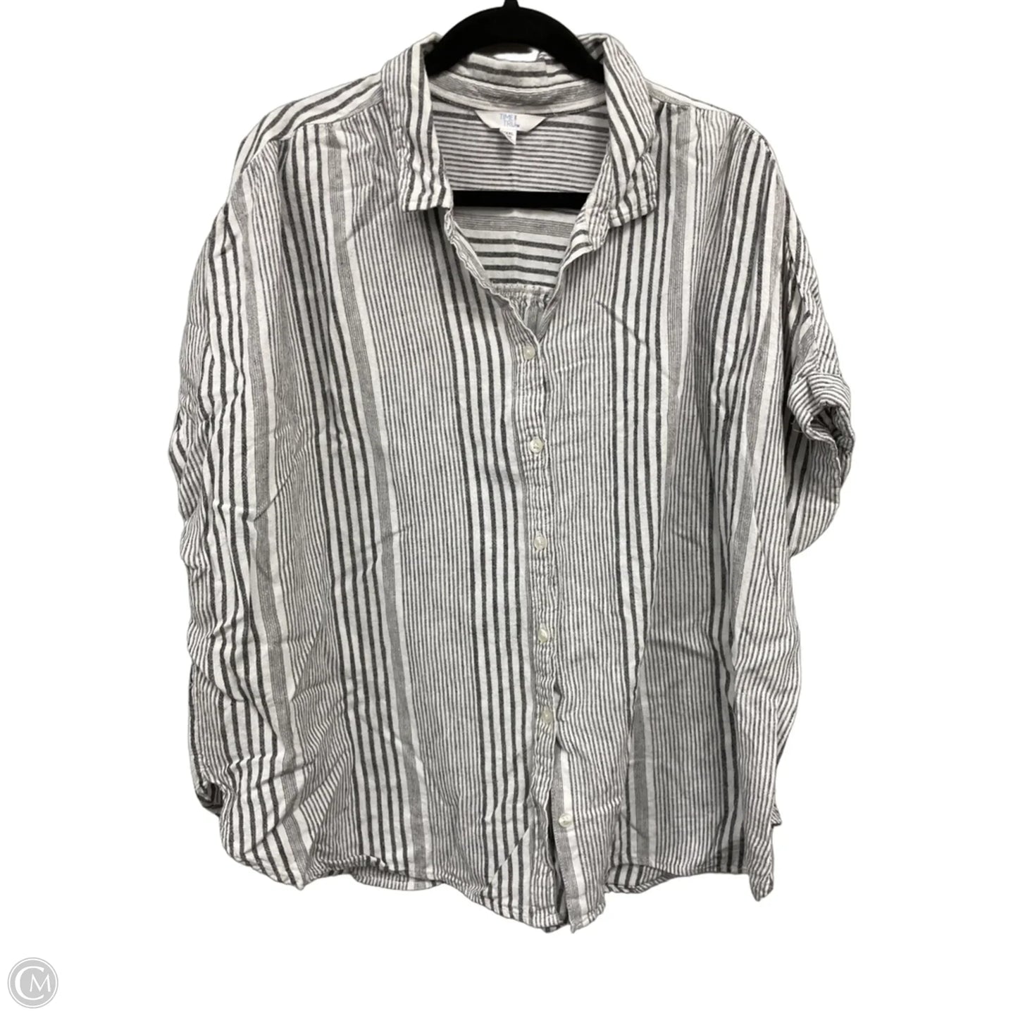 Top Short Sleeve By Time And Tru In Grey & White, Size: 3x