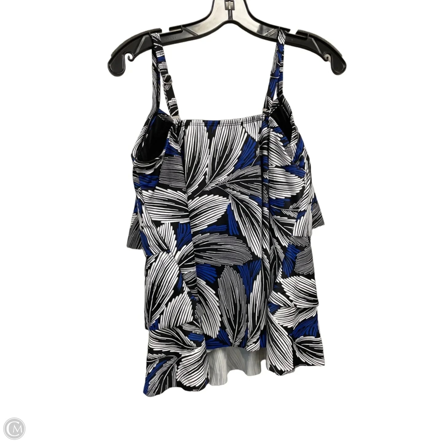 Swimsuit Top By Clothes Mentor In Black & Blue, Size: 16
