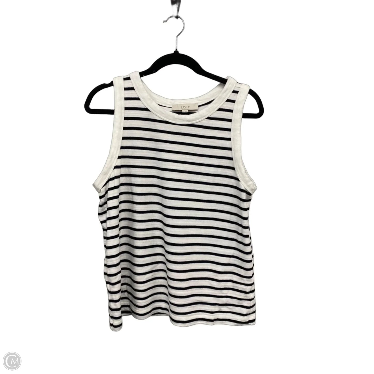 Top Sleeveless By Loft In Black & White, Size: L