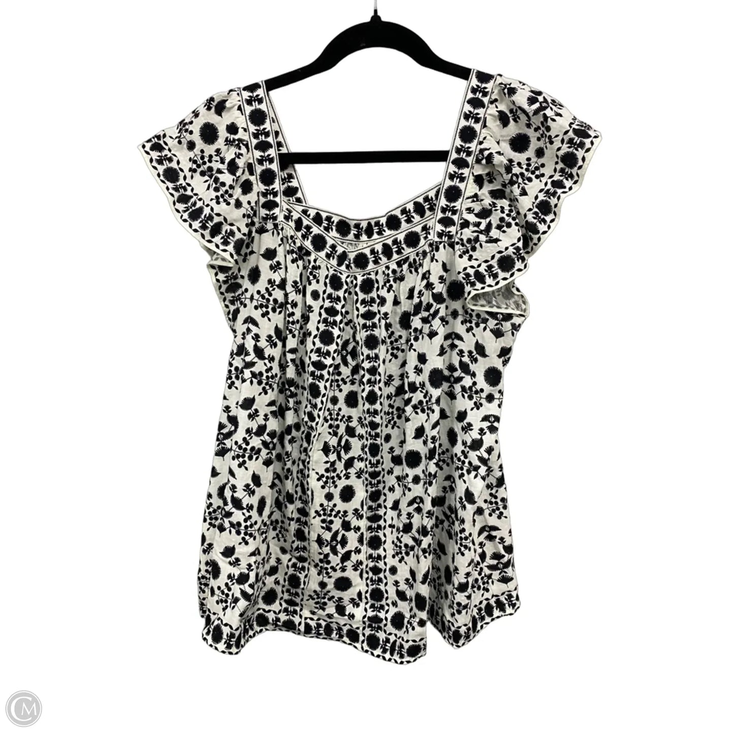 Top Short Sleeve By Max Studio In Black & Cream, Size: L