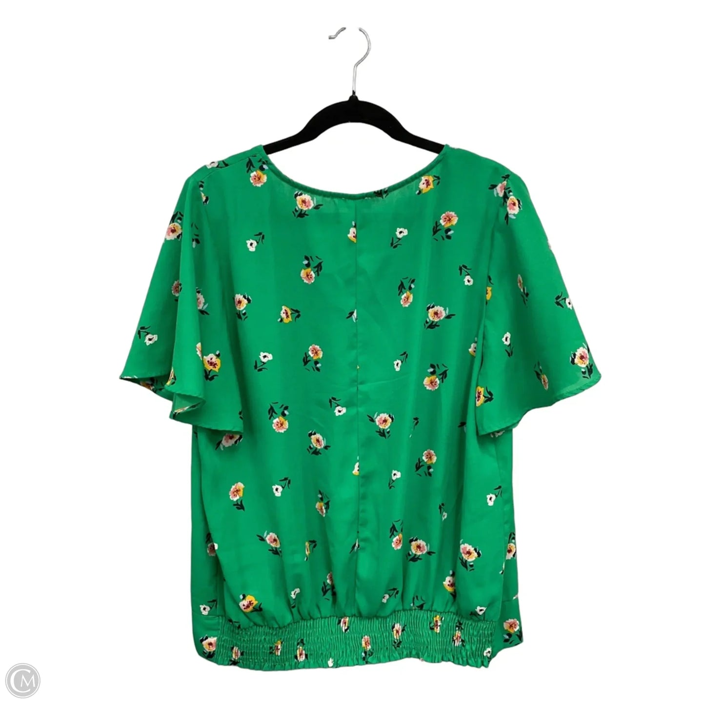 Blouse Short Sleeve By C And C In Green & Yellow, Size: Xl