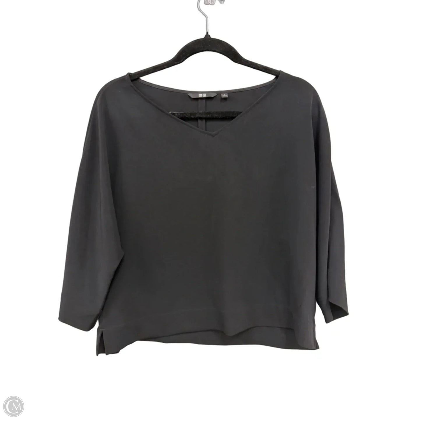 Top 3/4 Sleeve By Uniqlo In Black, Size: S