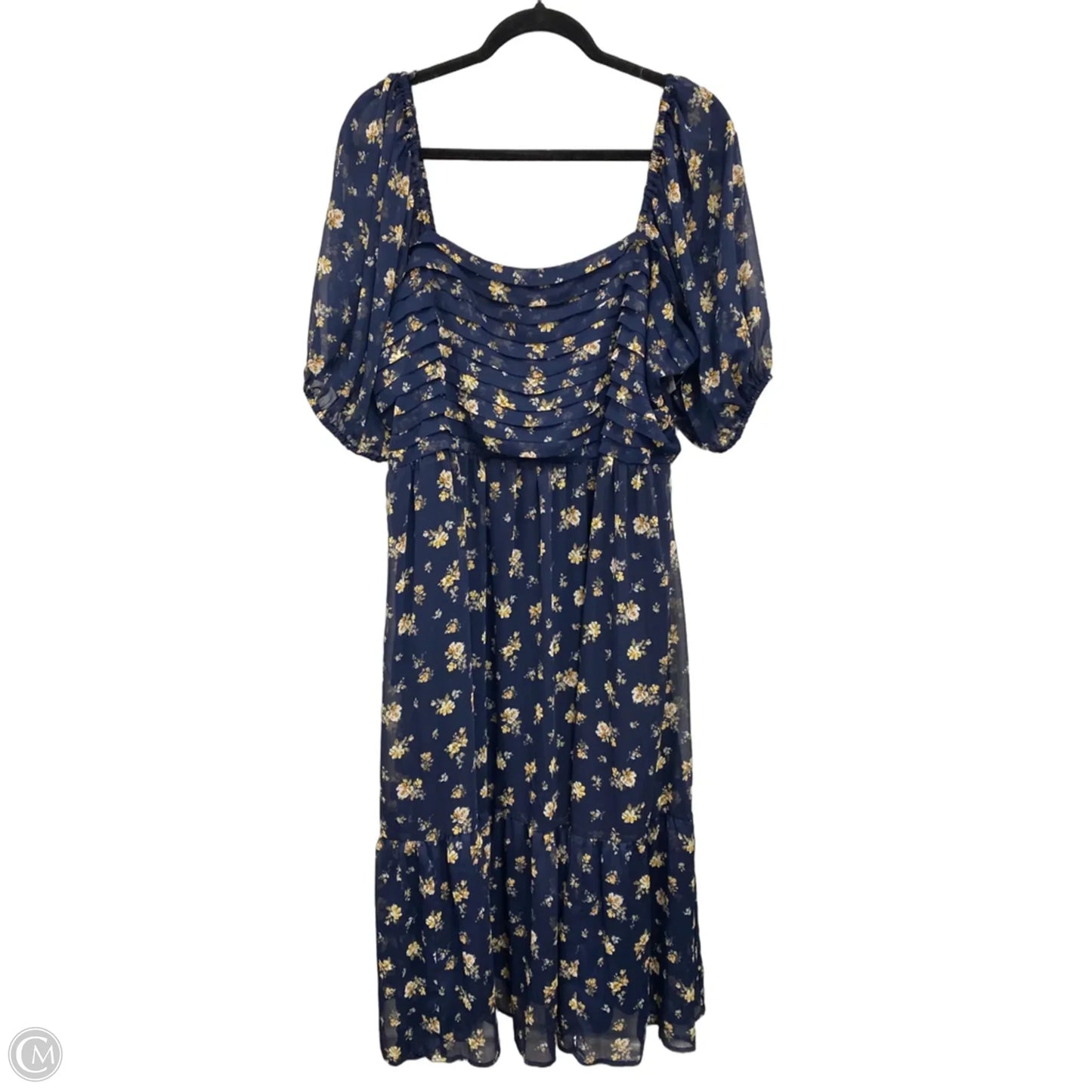Dress Casual Midi By Clothes Mentor In Blue & Yellow, Size: Xxl