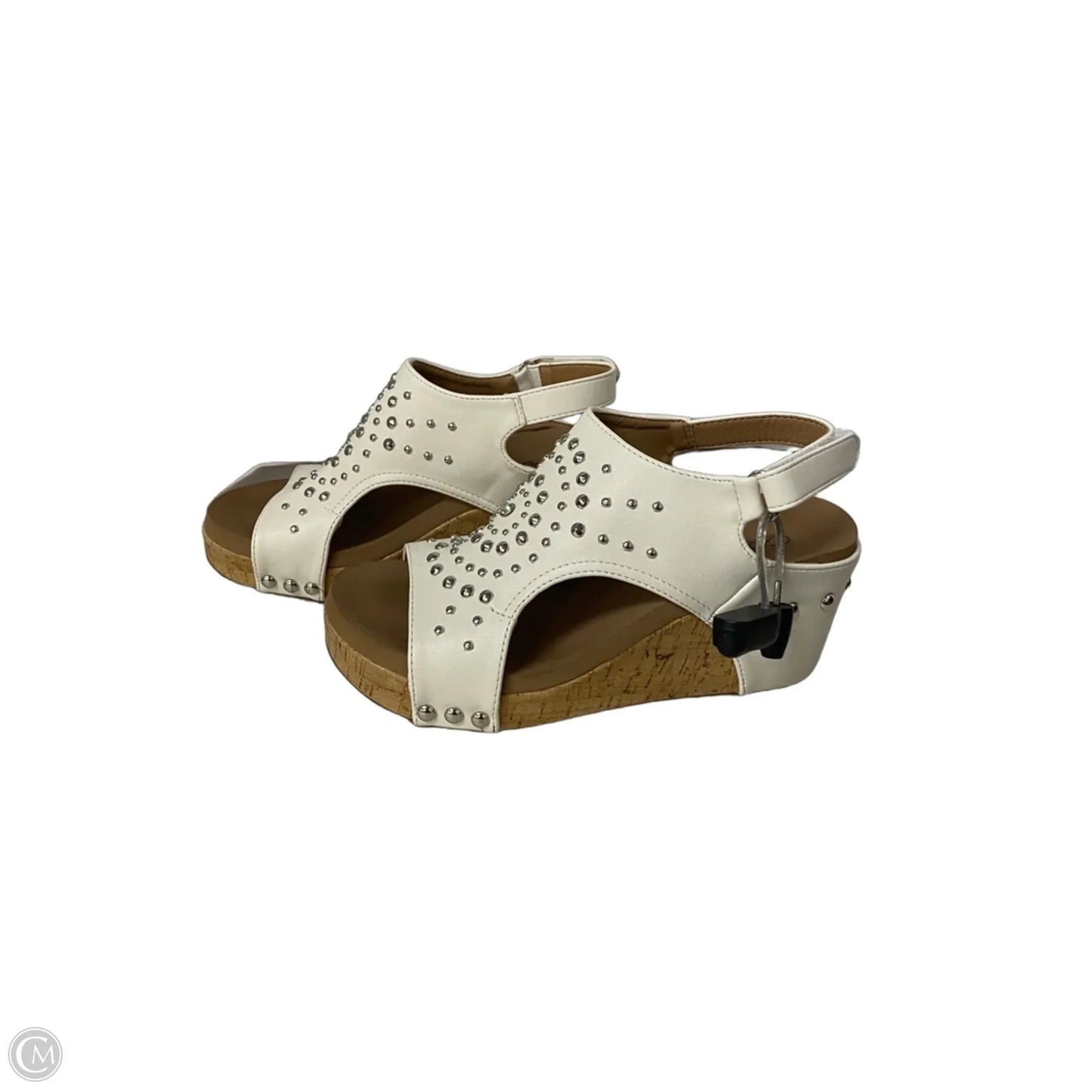 Sandals Heels Wedge By Corkys In Tan & White, Size: 6