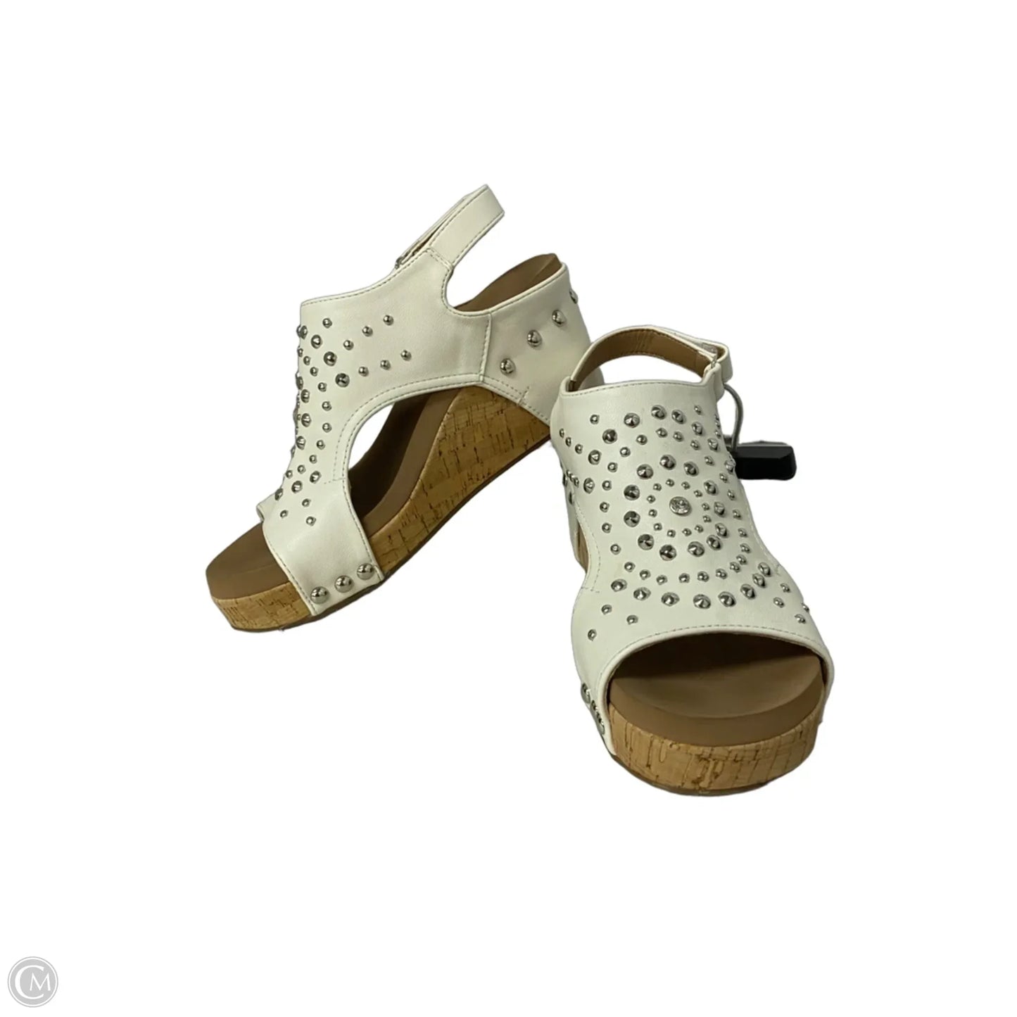 Sandals Heels Wedge By Corkys In Tan & White, Size: 6