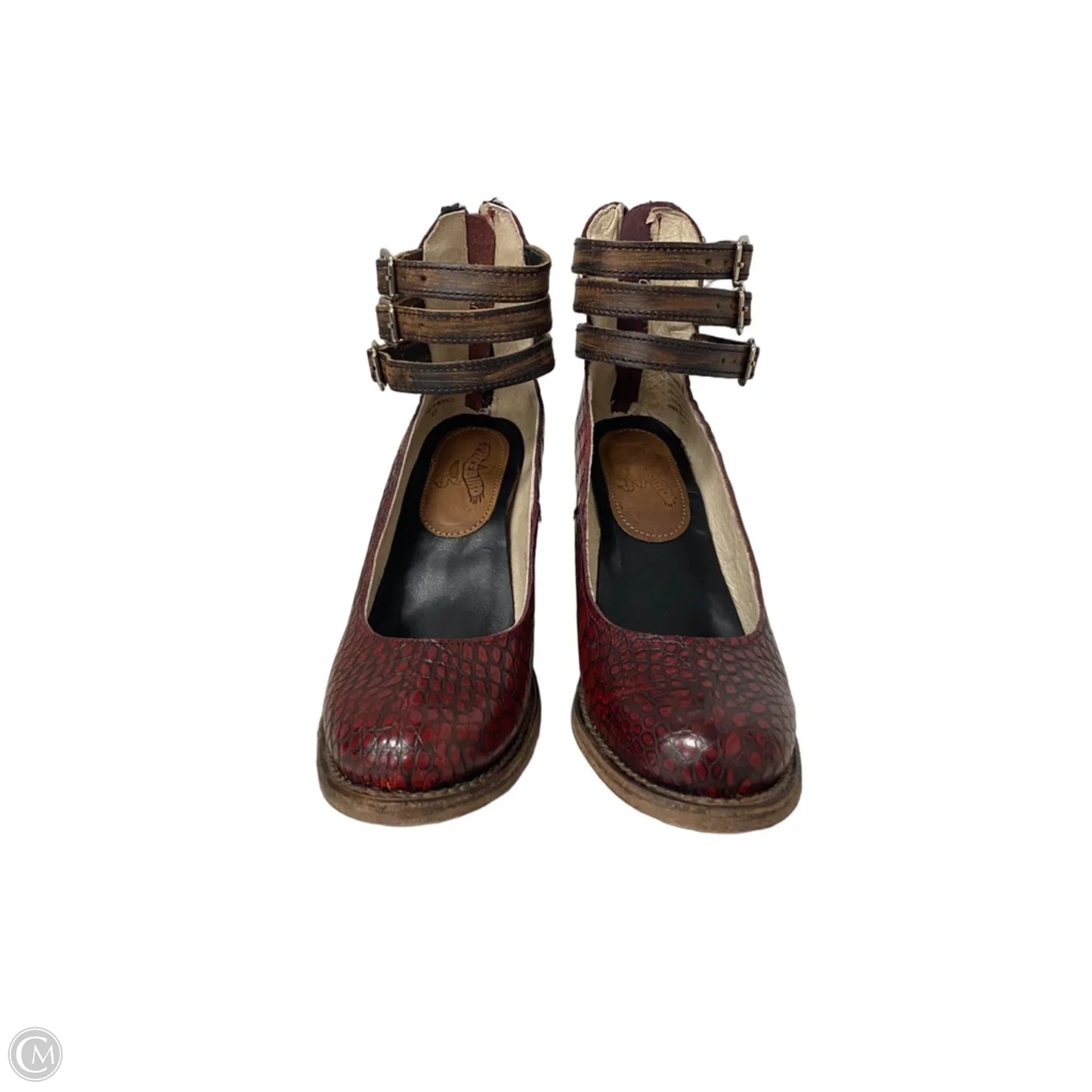 Shoes Heels Block By Freebird In Brown & Red, Size: 6