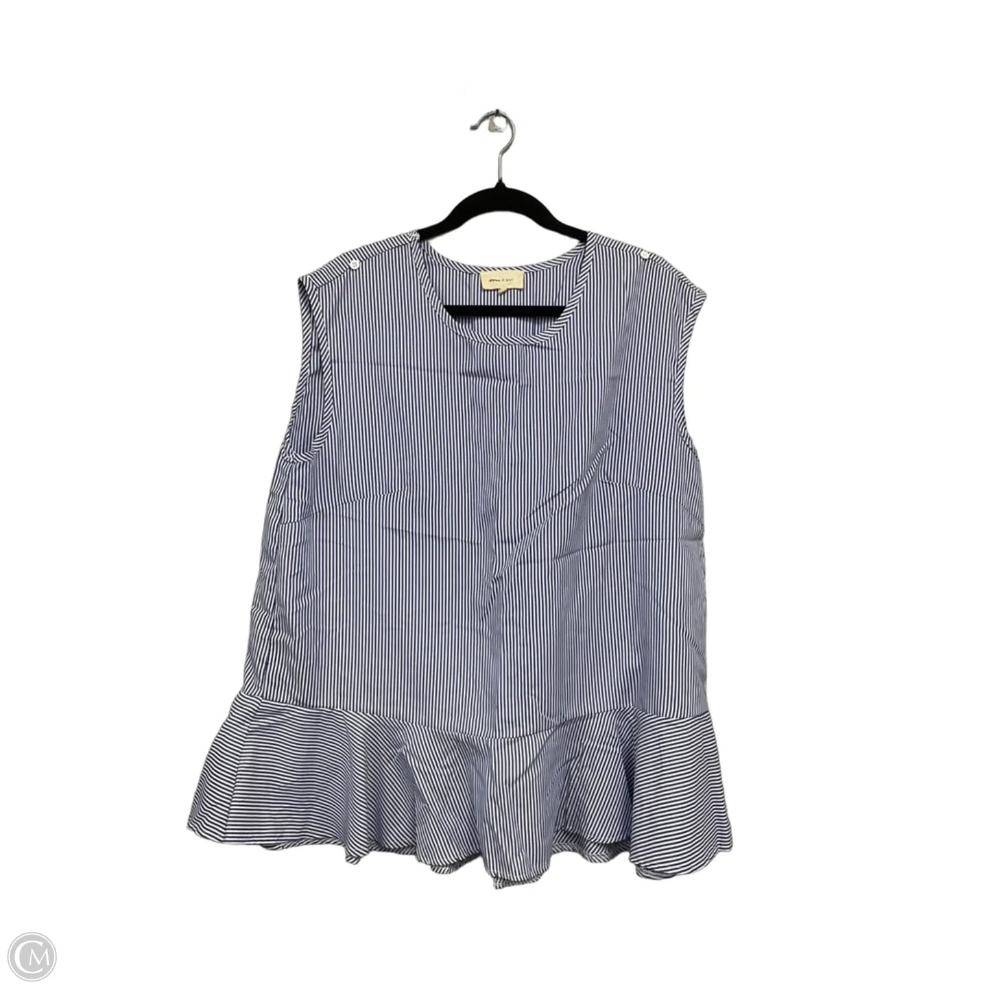 Top Sleeveless By Melloday In Blue & White, Size: 1x