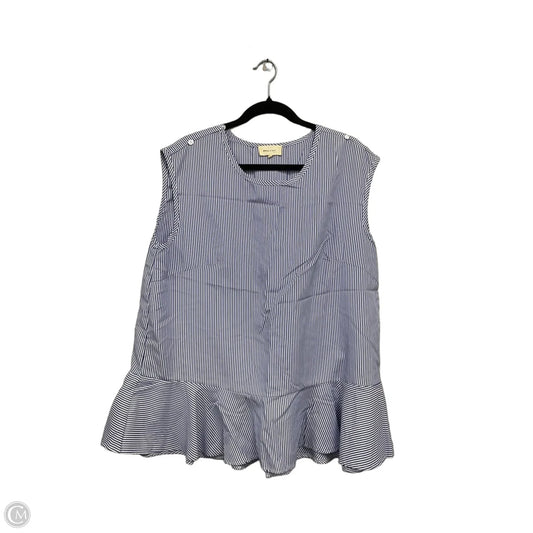 Top Sleeveless By Melloday In Blue & White, Size: 1x