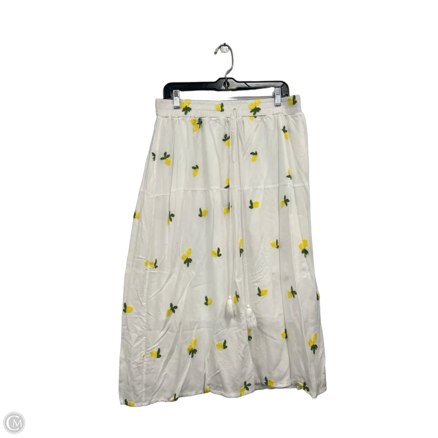 Skirt Midi By Clothes Mentor In White & Yellow, Size: L