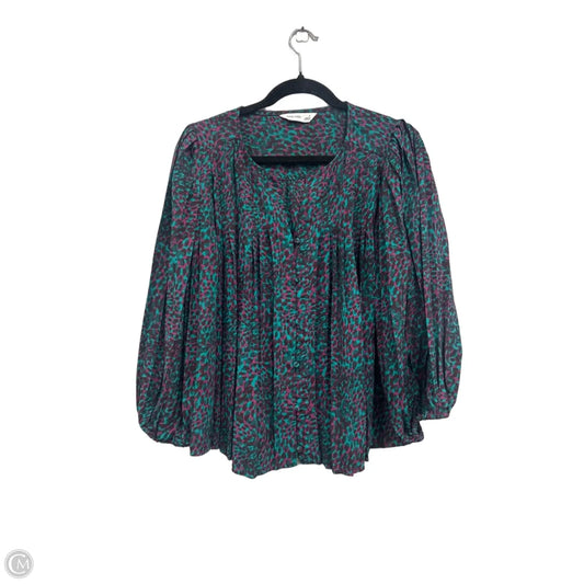 Top Long Sleeve By Nine West In Green & Purple, Size: S