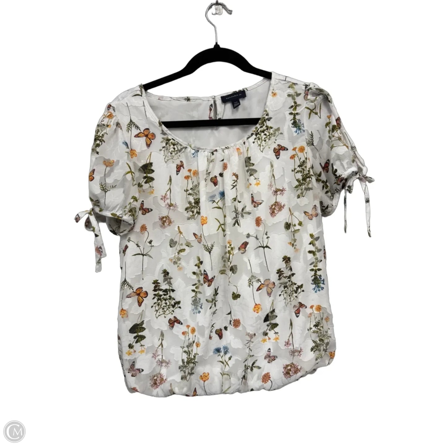 Top Short Sleeve By Tamara H In Green & White, Size: M