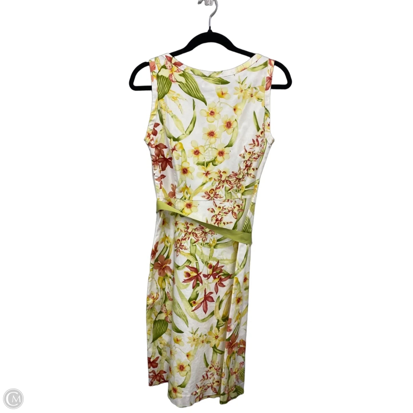 Dress Casual Midi By Uniform In White & Yellow, Size: 10