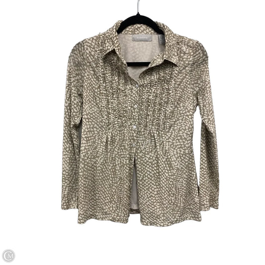 Blouse Long Sleeve By Liz Claiborne In Taupe, Size: M