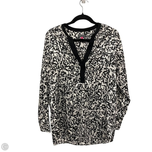 Blouse Long Sleeve By Vince Camuto In Black & White, Size: M