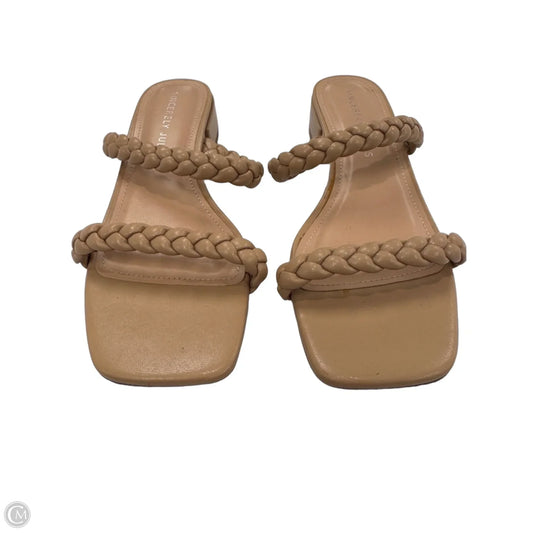 Sandals Heels Block By Sincerely Jules In Tan, Size: 8.5