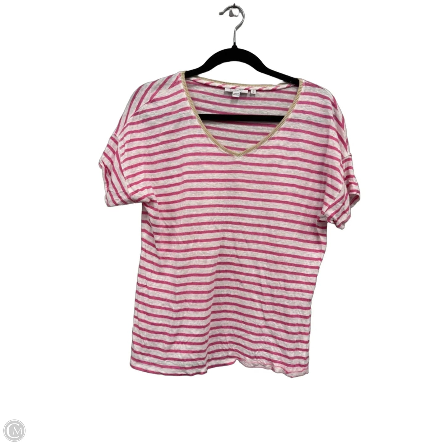 Top Short Sleeve By Chicos In Pink & White, Size: M
