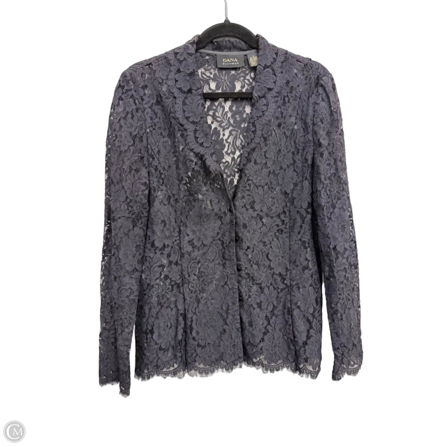 Blouse Long Sleeve By Dana Buchman In Navy, Size: 12