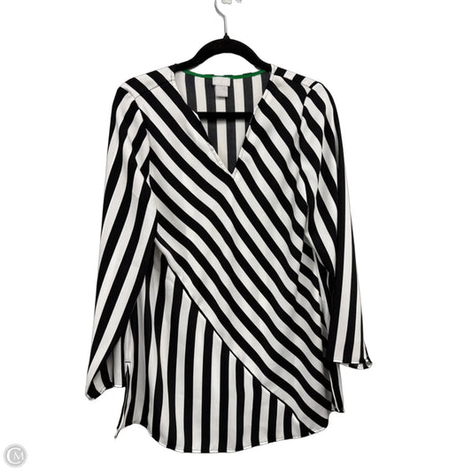 Blouse Long Sleeve By Chicos In Black & White, Size: M