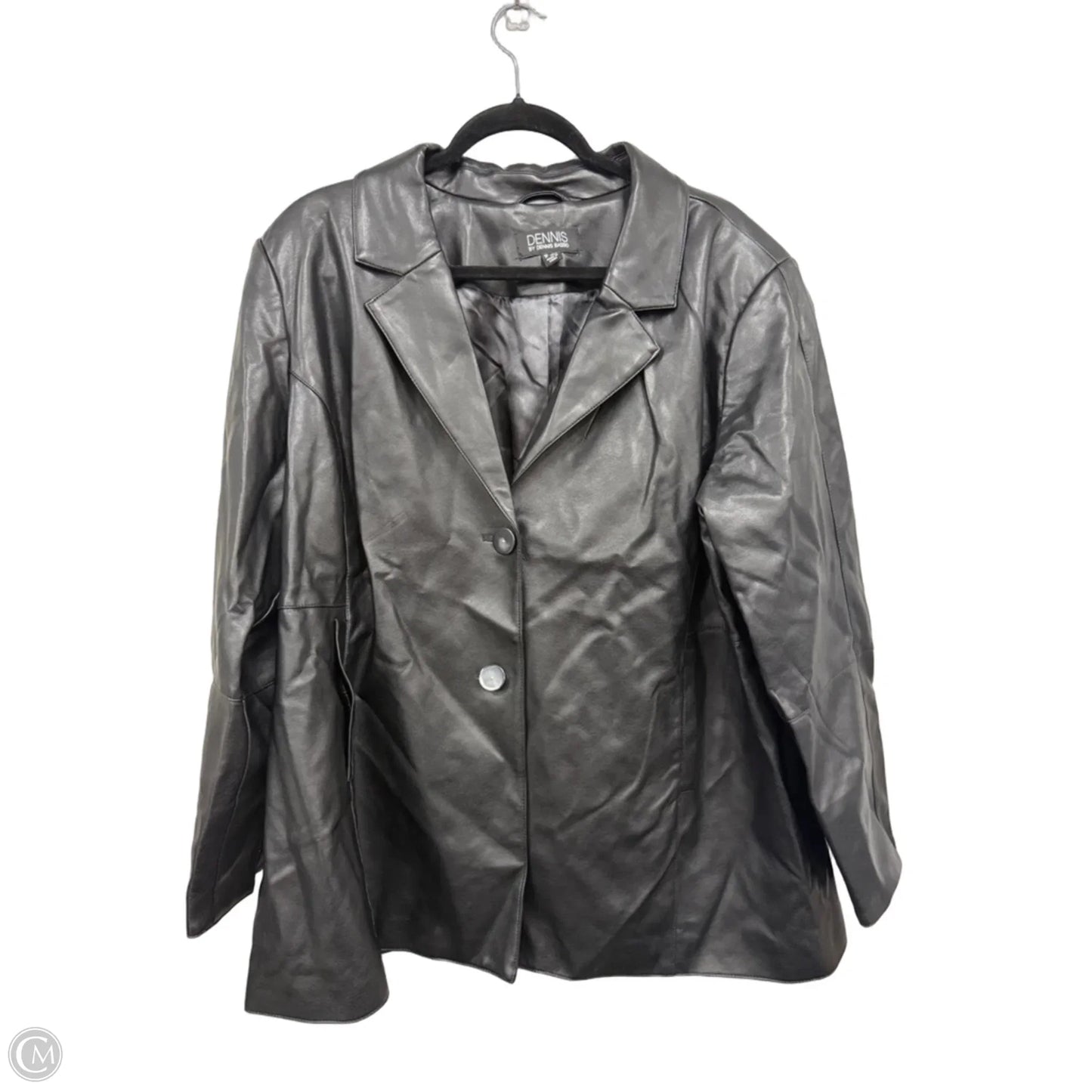 Jacket Moto Leather By Dennis Basso Qvc In Black, Size: 1x