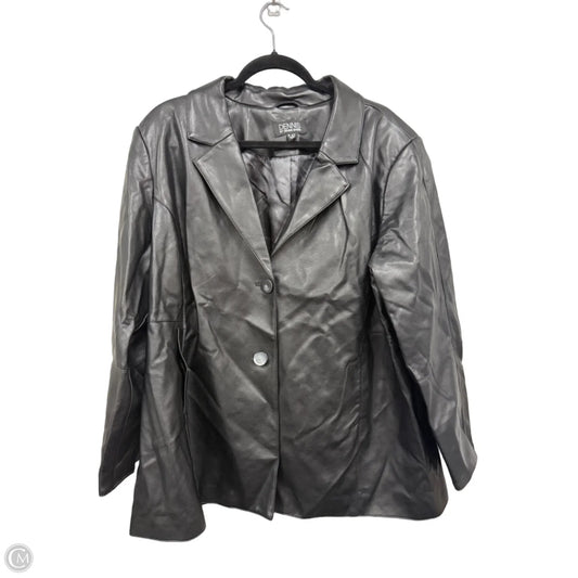 Jacket Moto Leather By Dennis Basso Qvc In Black, Size: 1x
