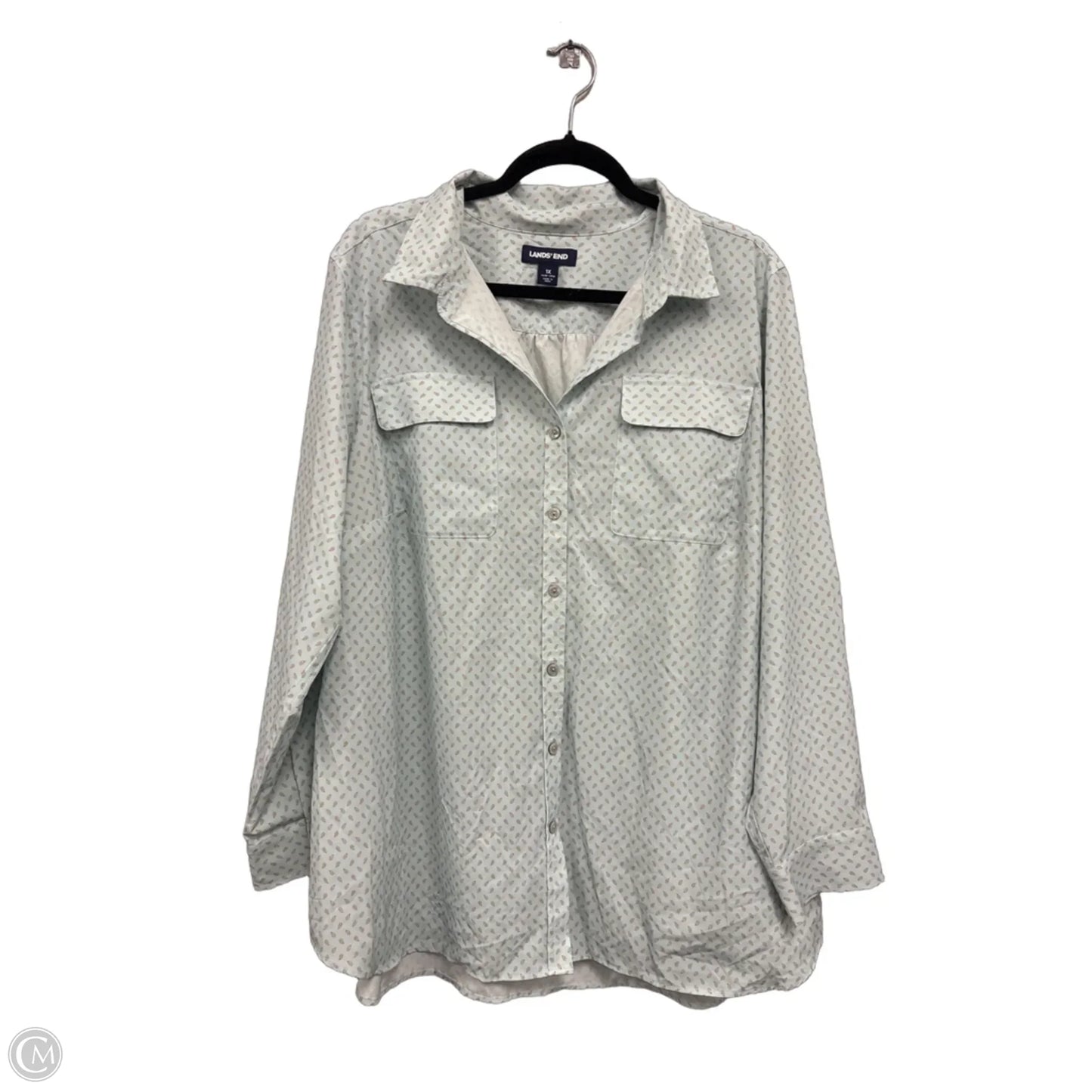 Top Long Sleeve By Lands End In Aqua, Size: 1x