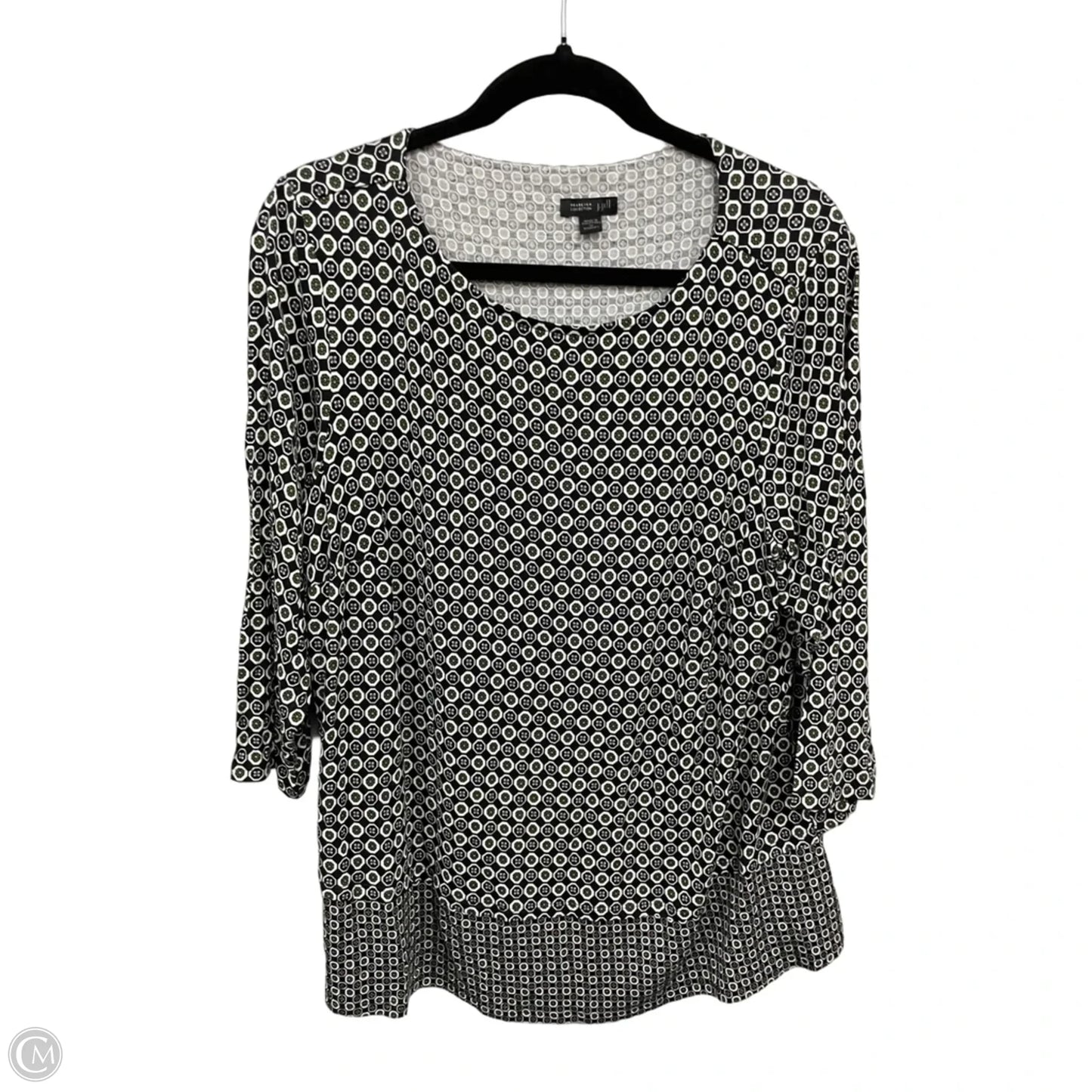 Top 3/4 Sleeve By J. Jill In Black & Green, Size: 1x