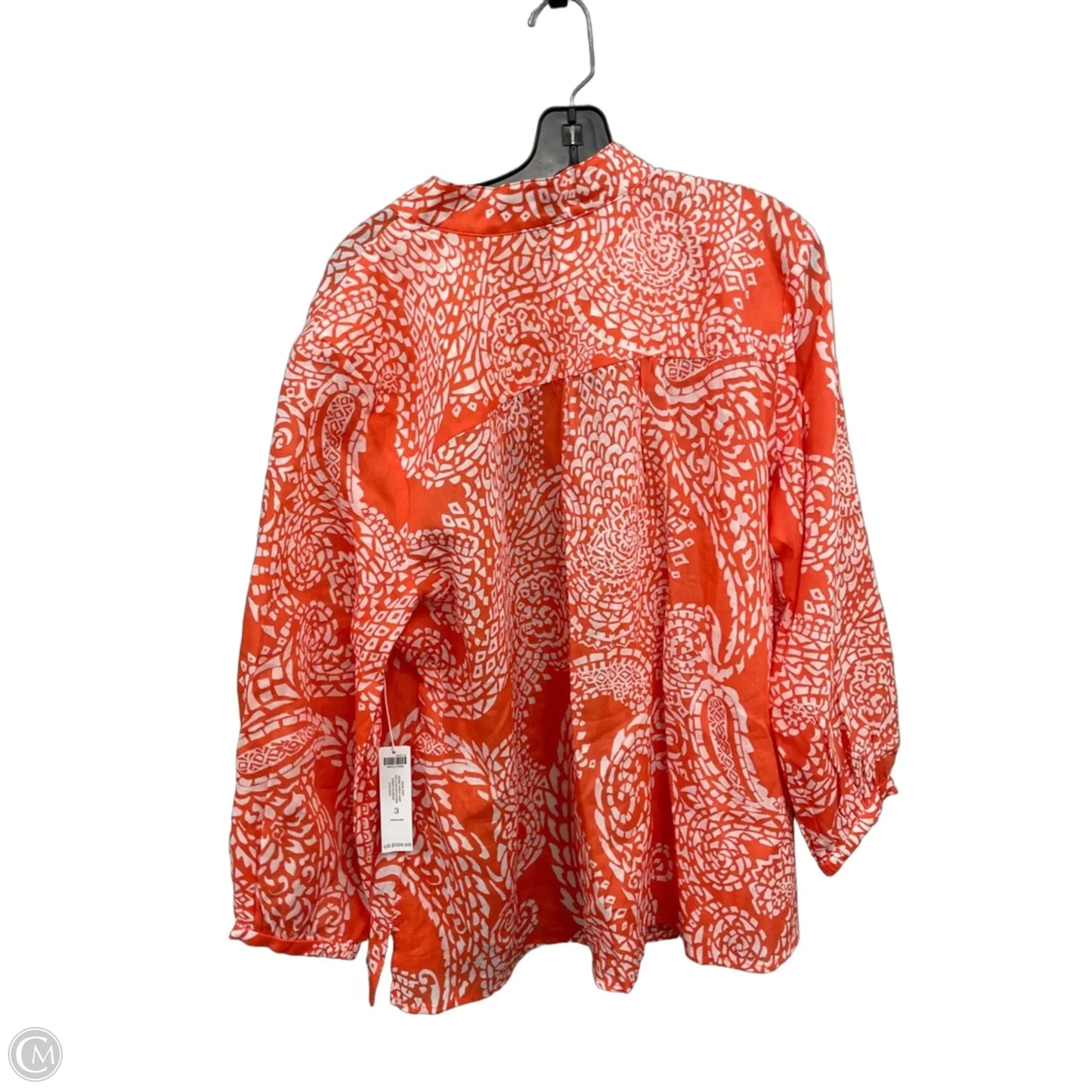 Tunic Long Sleeve By Chicos In Orange & White, Size: Xl