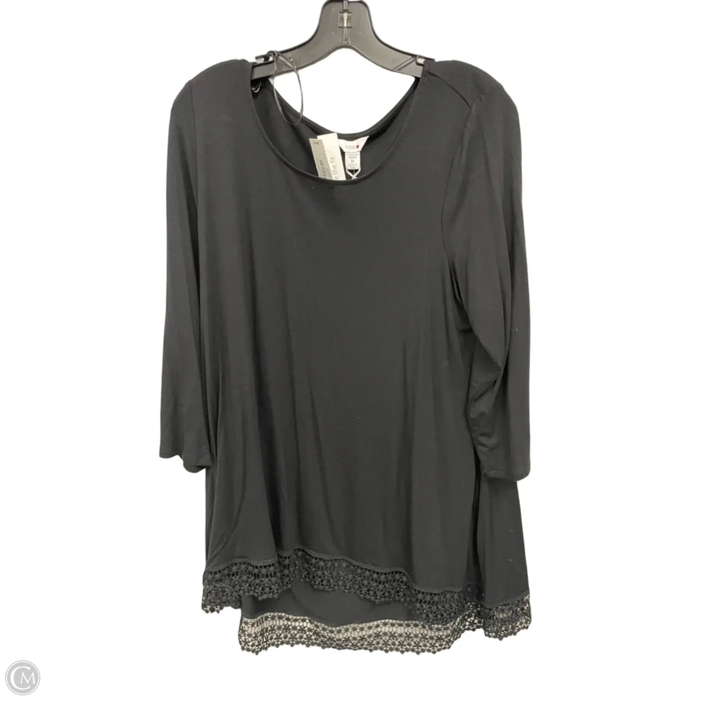 Top 3/4 Sleeve By Intro In Black, Size: 1x