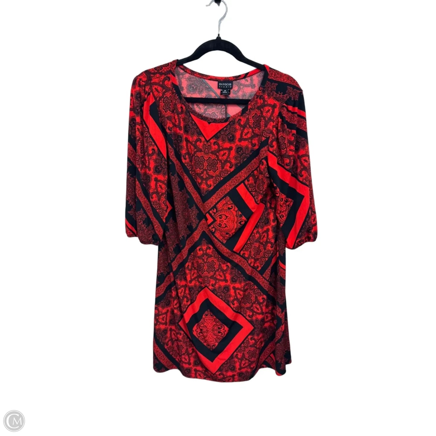 Dress Casual Short By En Focus In Black & Red, Size: 14