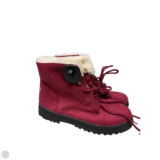 Boots Ankle Flats By Cme In Maroon, Size: 7.5
