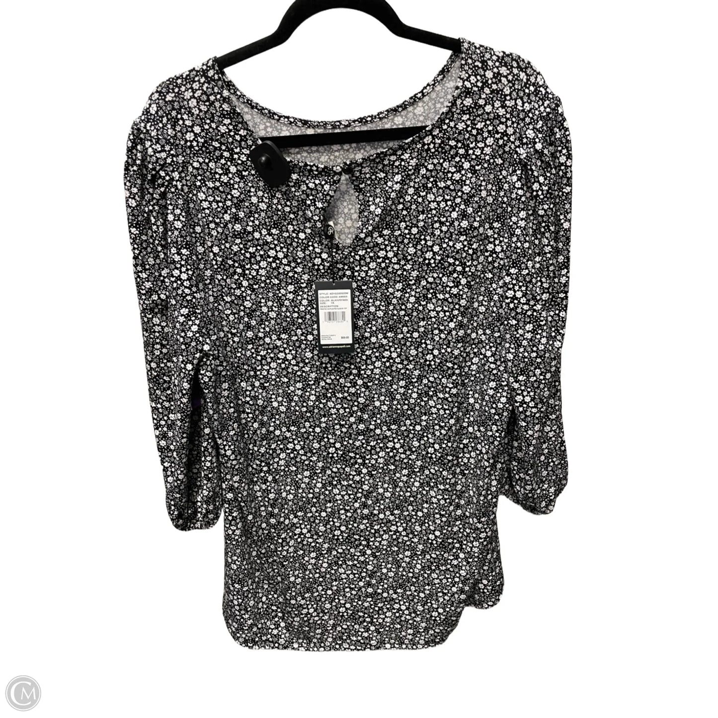 Top Short Sleeve By Adrianna Papell In Black & White, Size: 1x