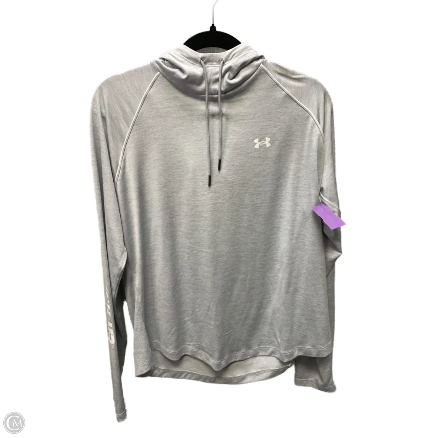 Athletic Top Long Sleeve Hoodie By Under Armour In Grey & White, Size: Xl