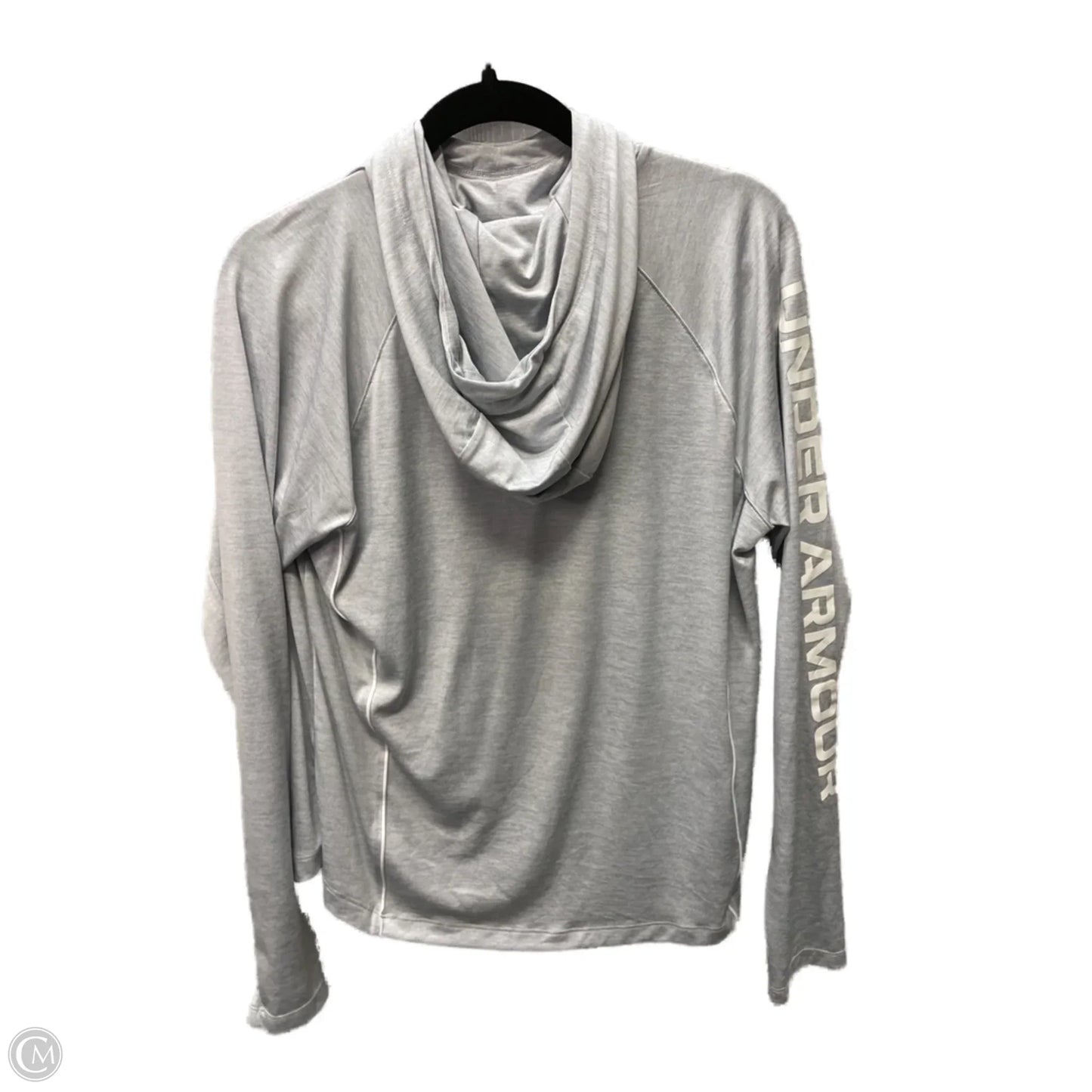 Athletic Top Long Sleeve Hoodie By Under Armour In Grey & White, Size: Xl