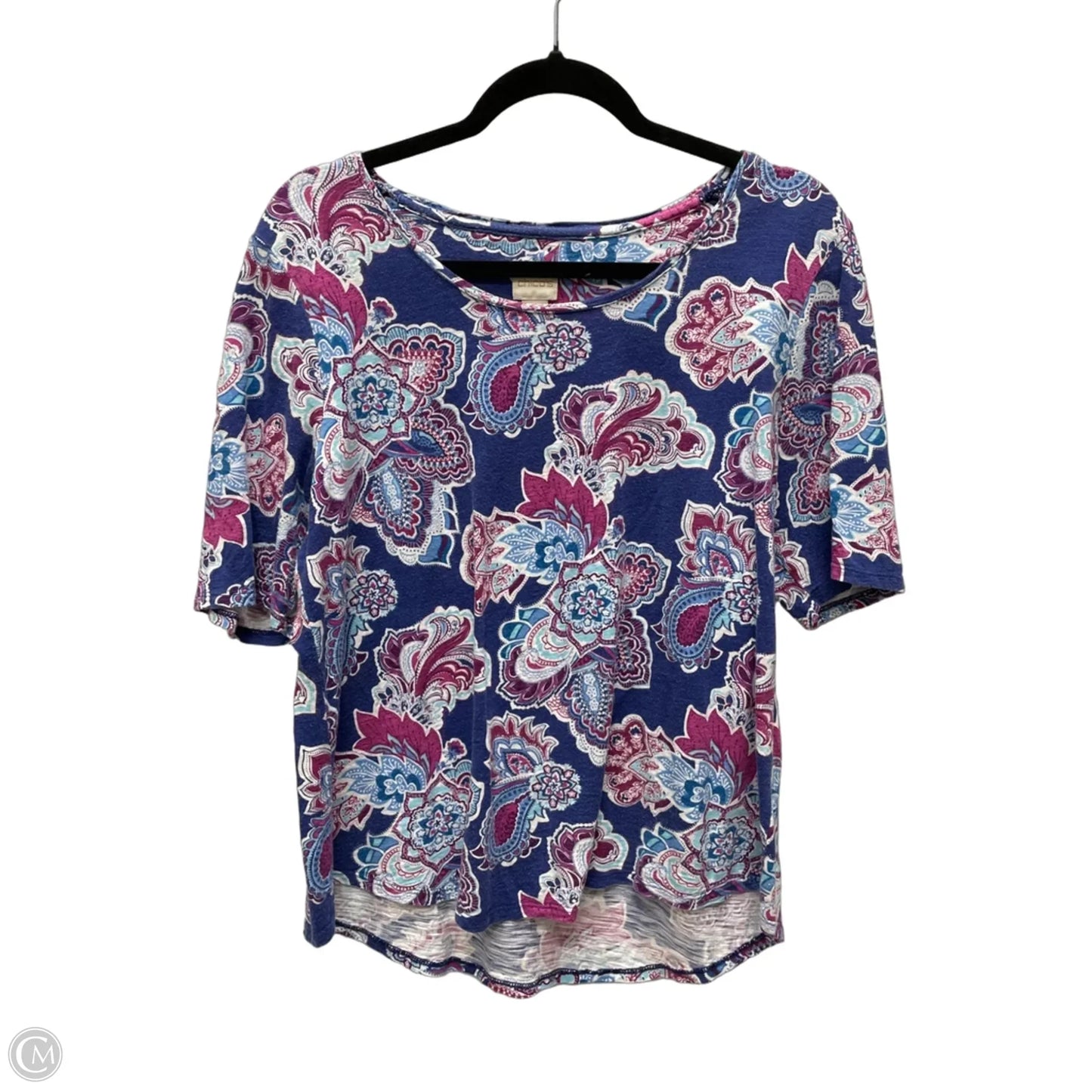 Top Short Sleeve By Chicos In Paisley Print, Size: L