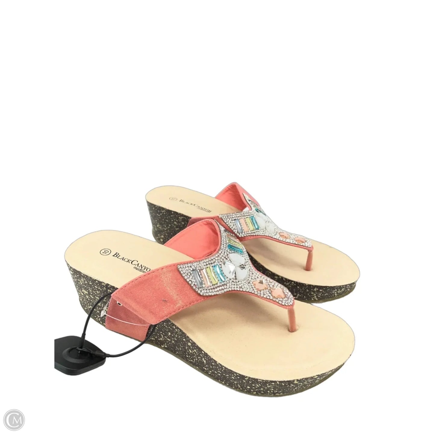 Sandals Heels Wedge By Cme In Pink & Silver, Size: 10
