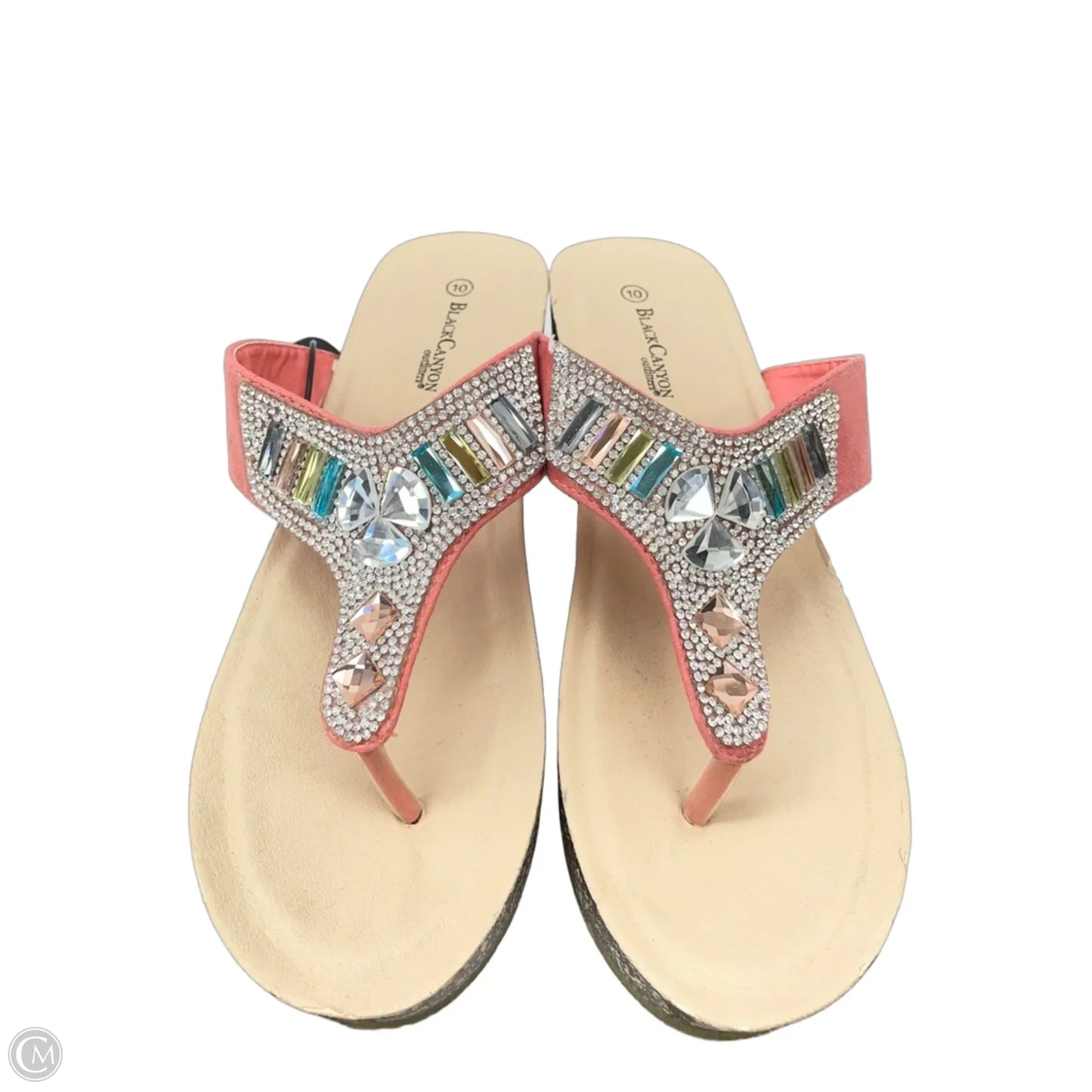 Sandals Heels Wedge By Cme In Pink & Silver, Size: 10